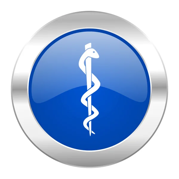 Emergency blue circle chrome web icon isolated — Stock Photo, Image