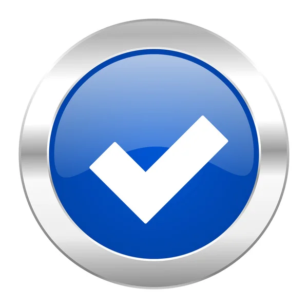 Akzeptieren blauen Kreis Chrom Web-Symbol isoliert — Stockfoto