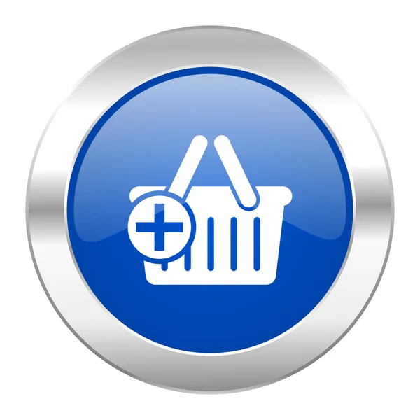 Cart blue circle chrome web icon isolated — Stock Photo, Image