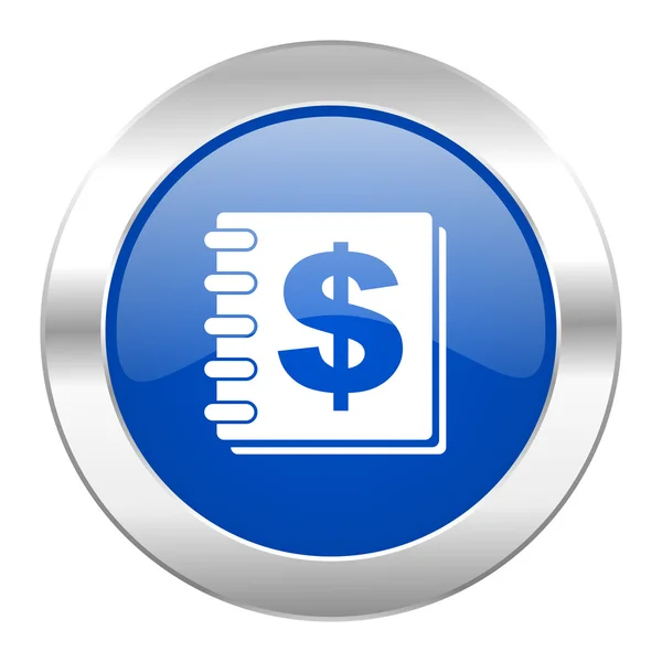 Peníze modrý kruh chrome web ikony, samostatný — Stock fotografie