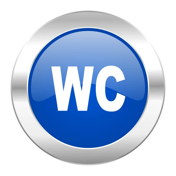WC modrý kruh ikonu chrome web izolované — Stock fotografie