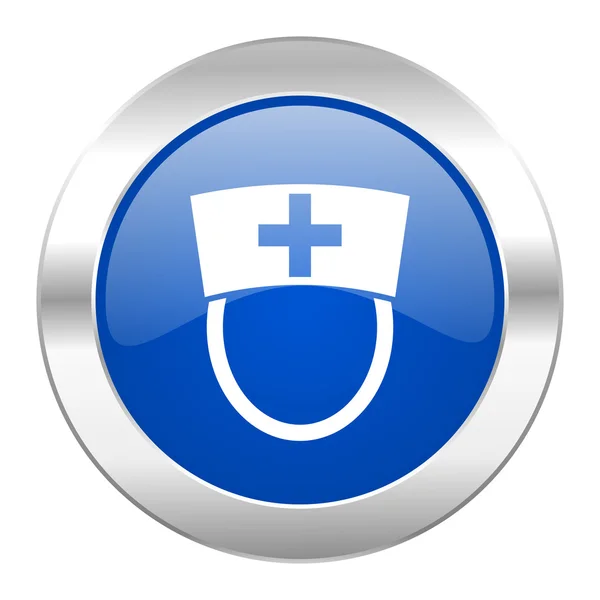 Krankenschwester blauer Kreis Chrom Web-Symbol isoliert — Stockfoto