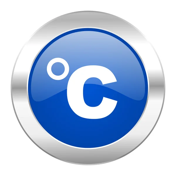 Celsius blå cirkel chrome web icon isolerade — Stockfoto