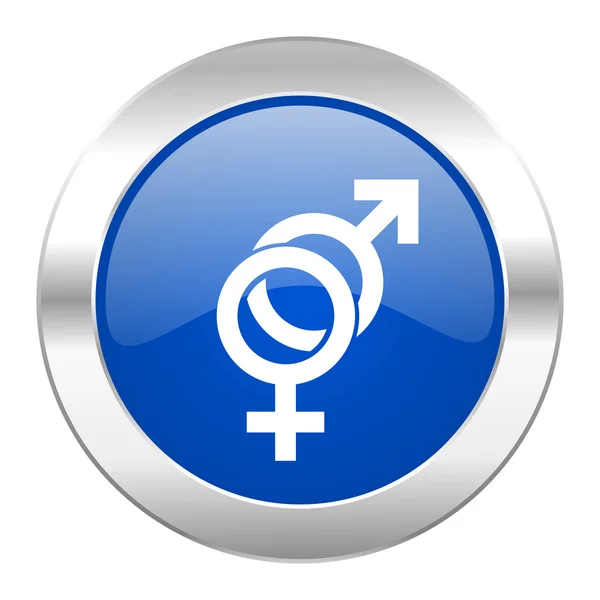 Seks mavi daire chrome web simgesi izole — Stok fotoğraf