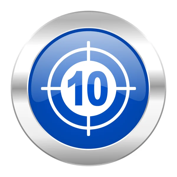 Target blue circle chrome web icon isolated — Stock Photo, Image