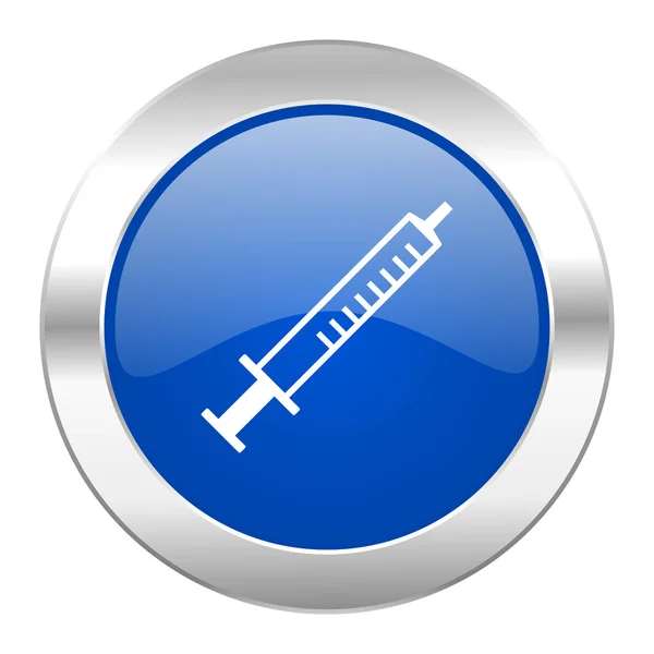 Medicine blue circle chrome web icon isolated — Stock Photo, Image