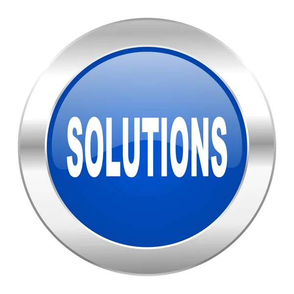 Solutions blue circle chrome web icon isolated — Stock Photo, Image