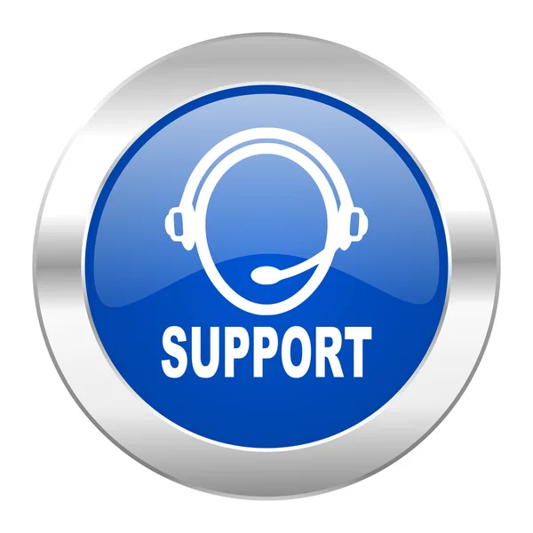 Supporto blu cerchio cromato icona web isolato — Foto Stock