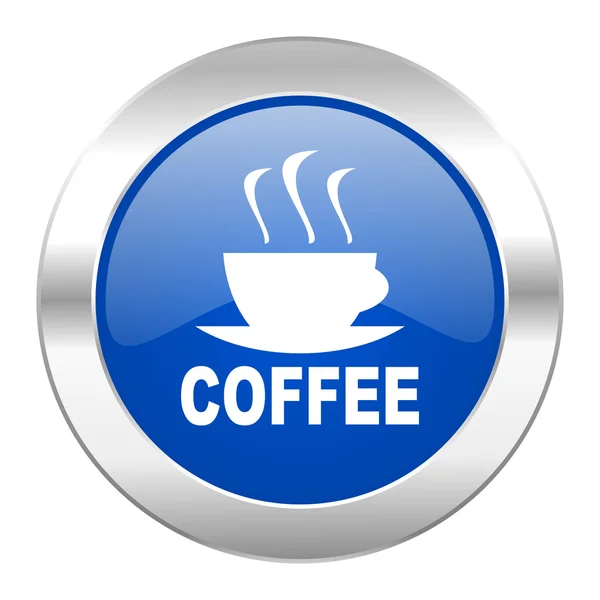 Espresso blu cerchio cromato icona web isolato — Foto Stock