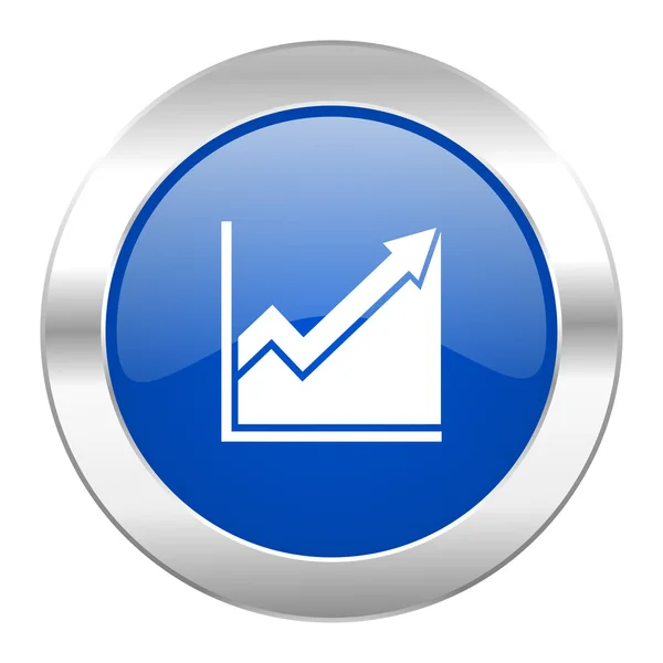 Blå cirkel chrome web histogramikonen isolerade — Stockfoto