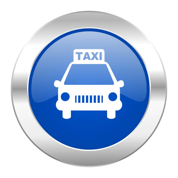 Taxi blauer Kreis Chrom Web-Symbol isoliert — Stockfoto