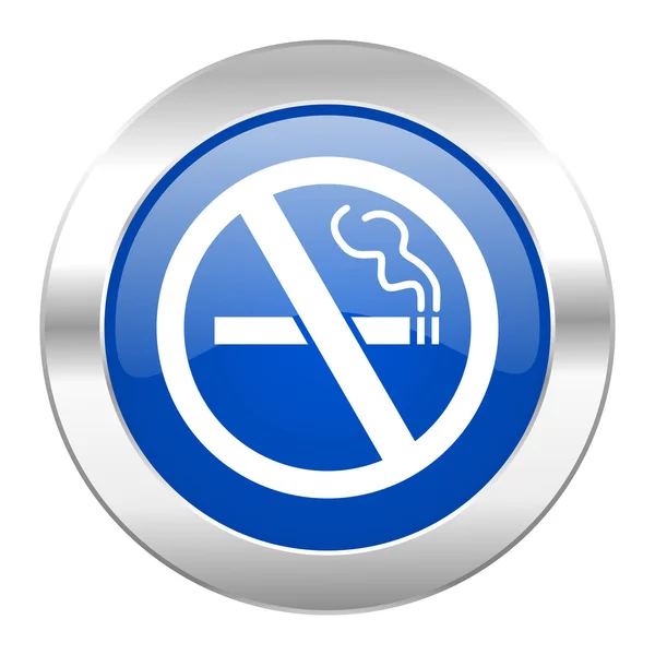 No smoking blue circle chrome web icon isolated — Stock Photo, Image