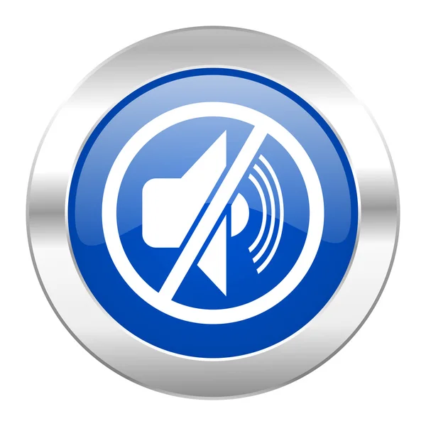 Mute blue circle chrome web icon isolated — Stock Photo, Image