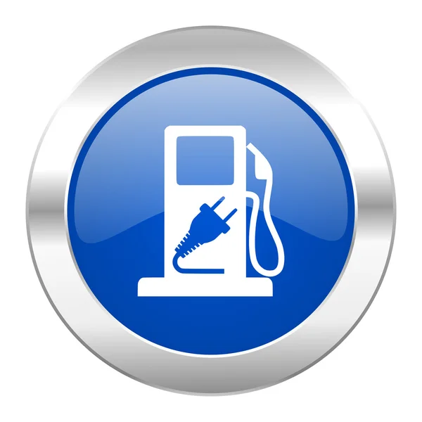 Fuel blue circle chrome web icon isolated — Stock Photo, Image