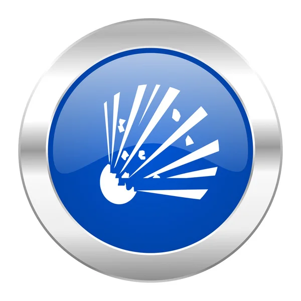 Bomb blue circle chrome web icon isolated — Stock Photo, Image