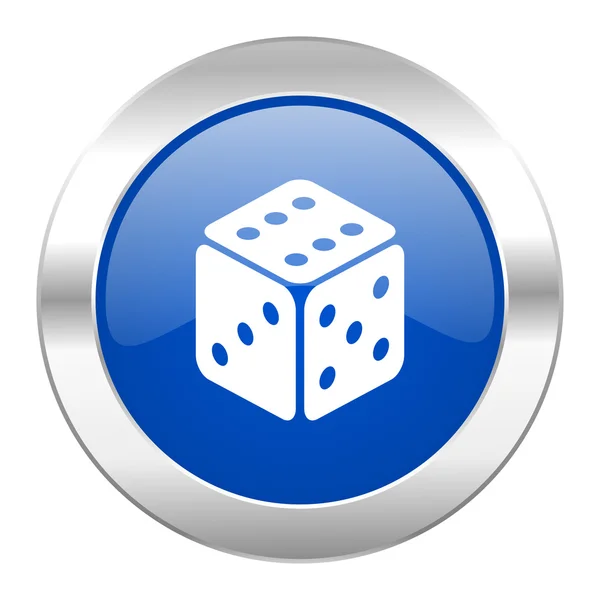 Game blue circle chrome web icon isolated — Stock Photo, Image