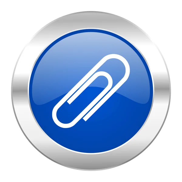 Paperclip blue circle chrome web icon isolated — Stock Photo, Image