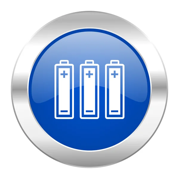Battery blue circle chrome web icon isolated — Stock Photo, Image