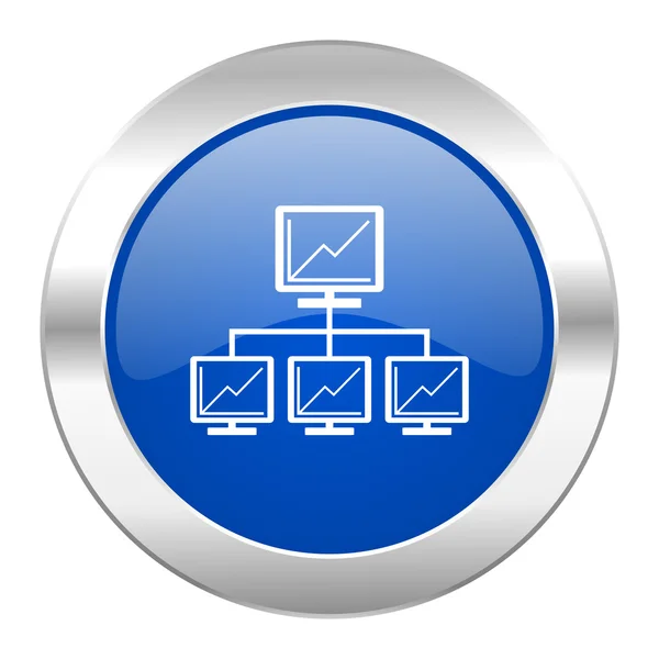 Network blue circle chrome web icon isolated — Stock Photo, Image