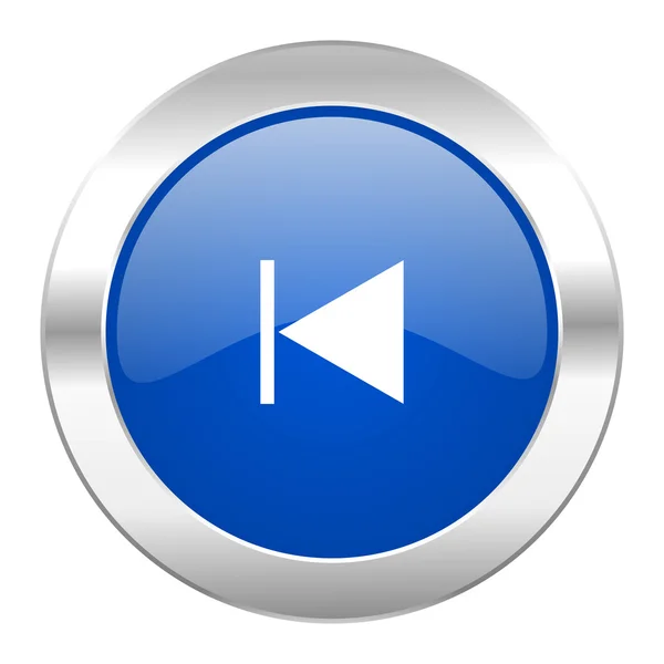 Prev blue circle chrome web icon isolated — Stock Photo, Image