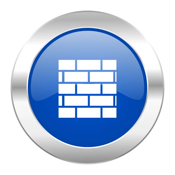 Blauwe cirkel chrome web pictogram Firewall geïsoleerd — Stockfoto