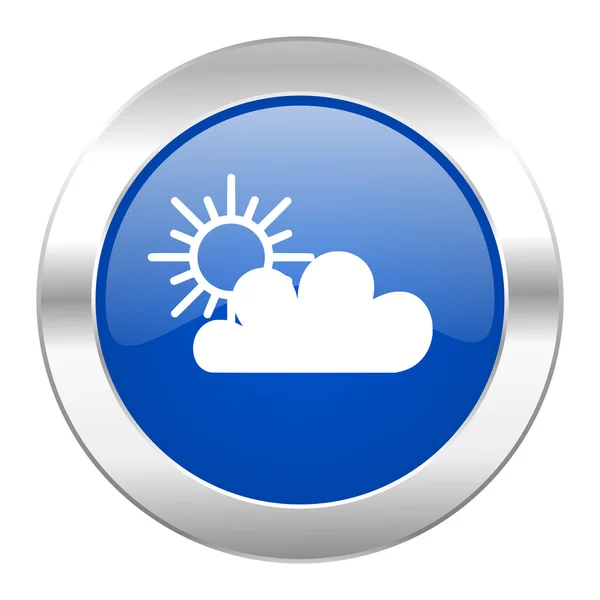 Chmura niebieski okrąg chrome web ikona na białym tle — Zdjęcie stockowe