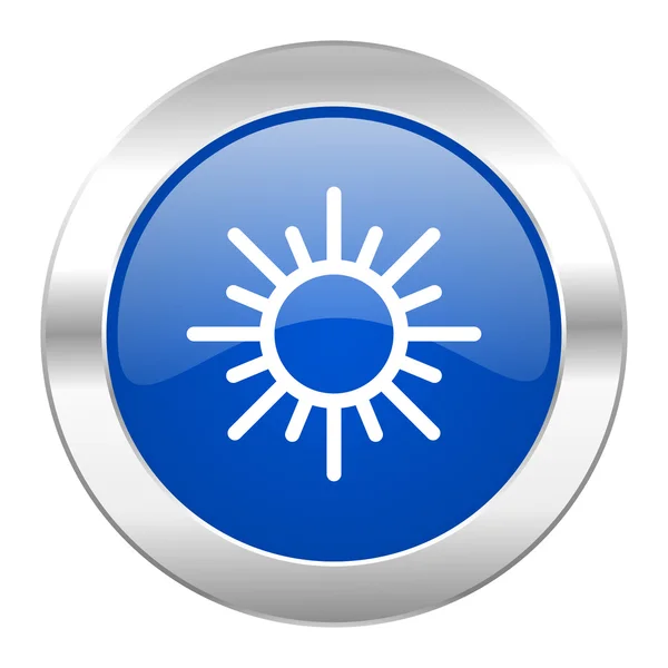 Sun blue circle chrome web icon isolated — Stock Photo, Image