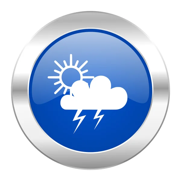 Burza niebieski okrąg chrome web ikona na białym tle — Zdjęcie stockowe