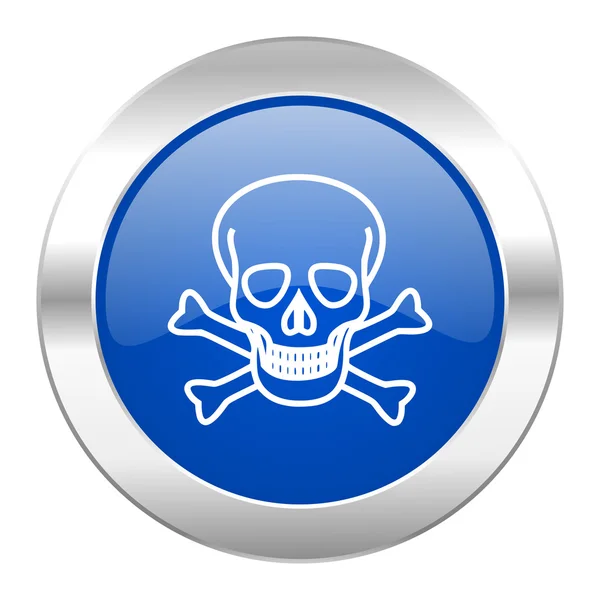 Lebka modrý kruh ikonu chrome web, samostatný — Stock fotografie