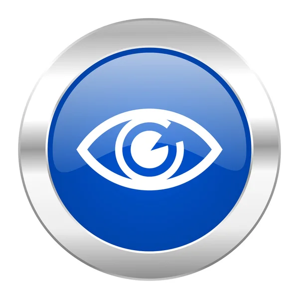 Eye blue circle chrome web icon isolated — Stock Photo, Image