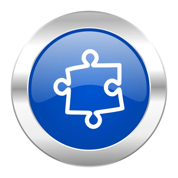 Puzzle blue circle chrome web icon isolated — Stock Photo, Image