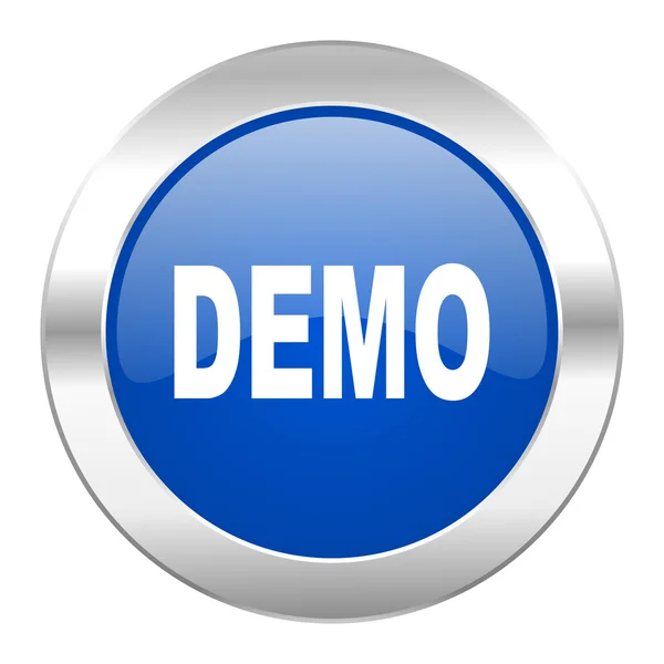 Demo cerchio blu cromato icona web isolato — Foto Stock