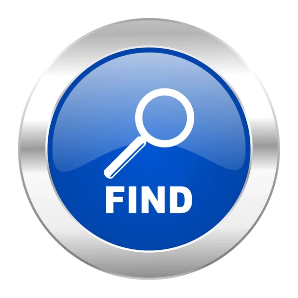 Trovare cerchio blu icona web cromato isolato — Foto Stock