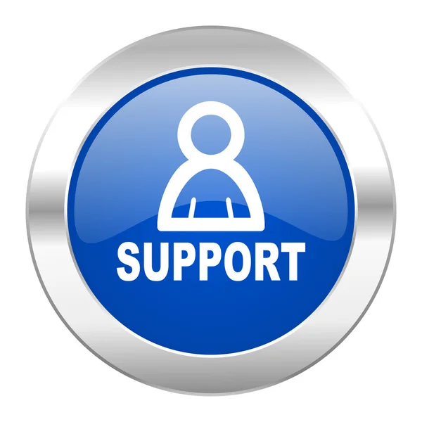 Wsparcie na białym tle niebieski okrąg chrome web ikonę — Zdjęcie stockowe