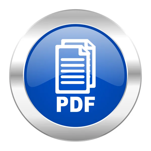 PDF niebieskie kółko Chrom tkanina ikona na białym tle, — Zdjęcie stockowe