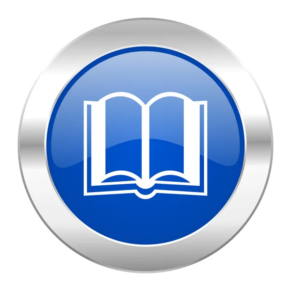 Book blue circle chrome web icon isolated — Stock Photo, Image