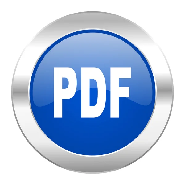 Pdf mavi daire chrome web simgesi izole — Stok fotoğraf