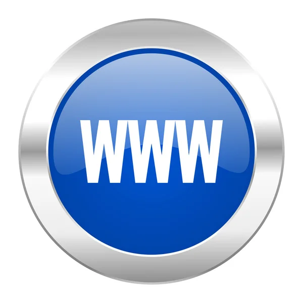 Www círculo azul ícone web cromo isolado — Fotografia de Stock