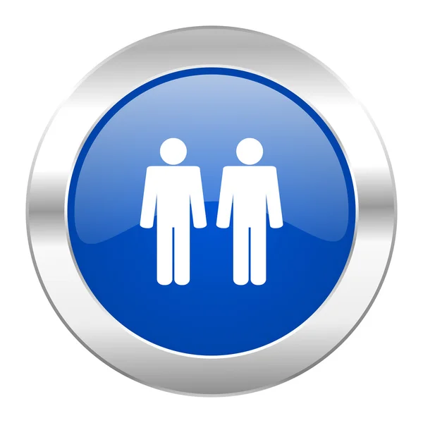 Couple blue circle chrome web icon isolated — Stock Photo, Image