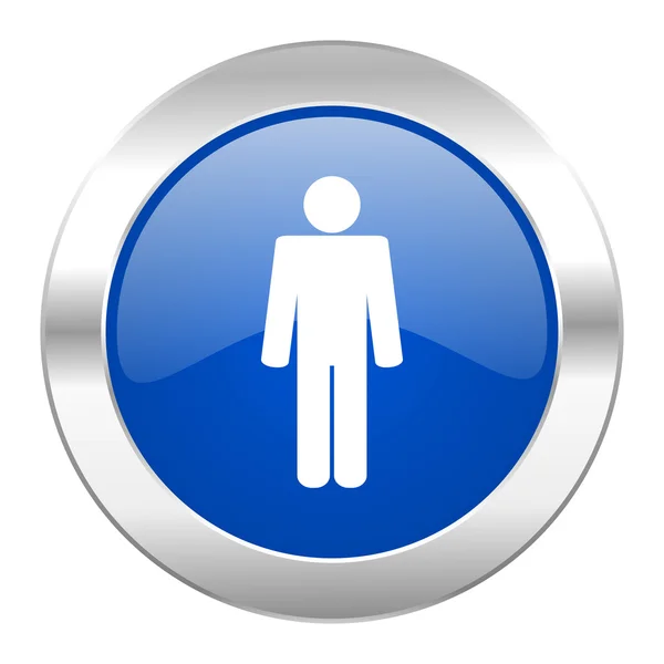 Mężczyzna niebieski okrąg chrome web ikona na białym tle — Zdjęcie stockowe