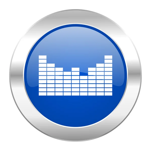 Ljud blå cirkel chrome web icon isolerade — Stockfoto