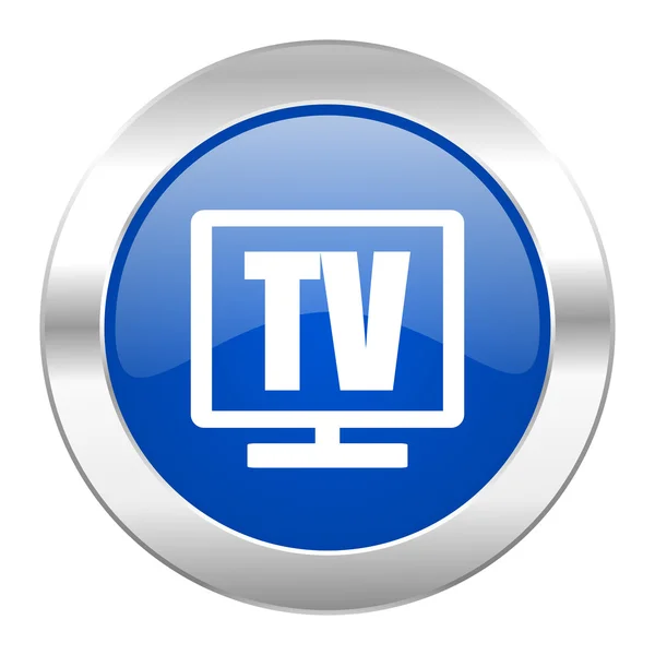 Tv blue circle chrome web icon isolated — Stock Photo, Image