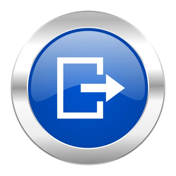 Ausgang blauer Kreis Chrom Web-Symbol isoliert — Stockfoto