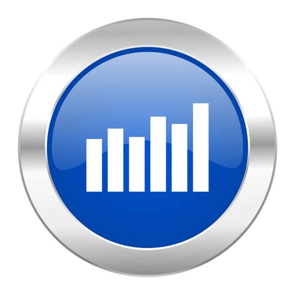Gráfico azul círculo cromo web ícone isolado — Fotografia de Stock