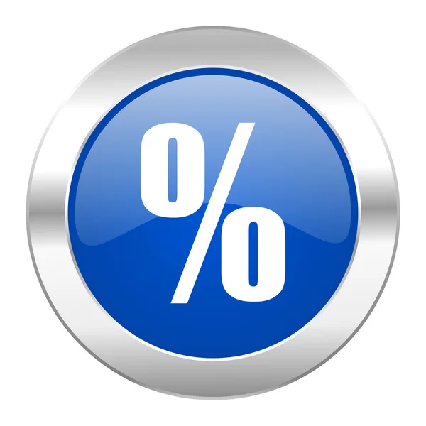 Percent blue circle chrome web icon isolated — Stock Photo, Image