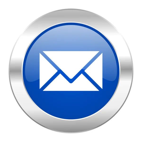 Email blue circle chrome web icon isolated — Stock Photo, Image