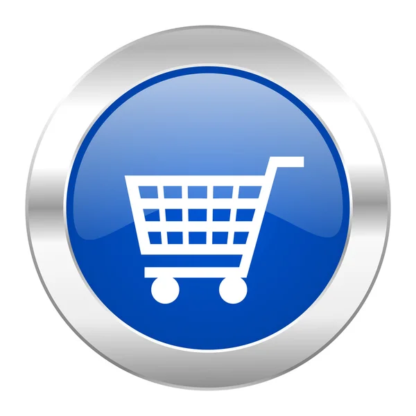 Cart blue circle chrome web icon isolated — Stock Photo, Image