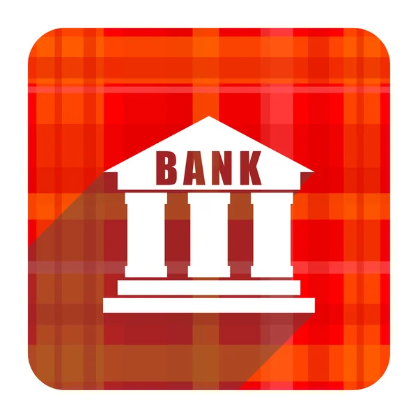 分離された銀行赤フラット アイコン — ストック写真