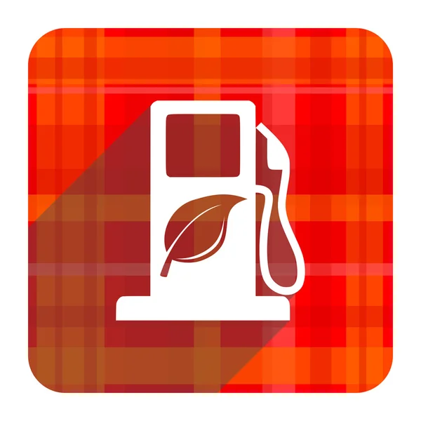 Biobrandstof rode platte pictogram geïsoleerd — Stockfoto