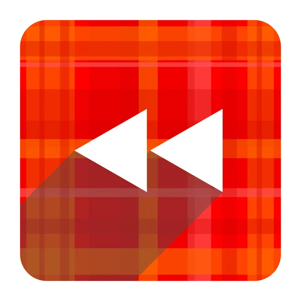Rewind ikon flat merah yang diisolasi — Stok Foto